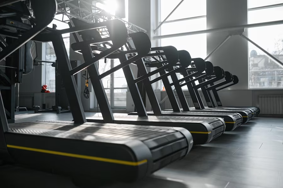 A row of treadmills